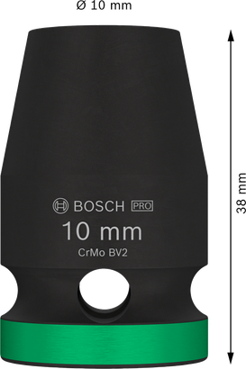 Vaso de impacto Bosch PRO de 1/2 pulgada y 10 mm estándar.